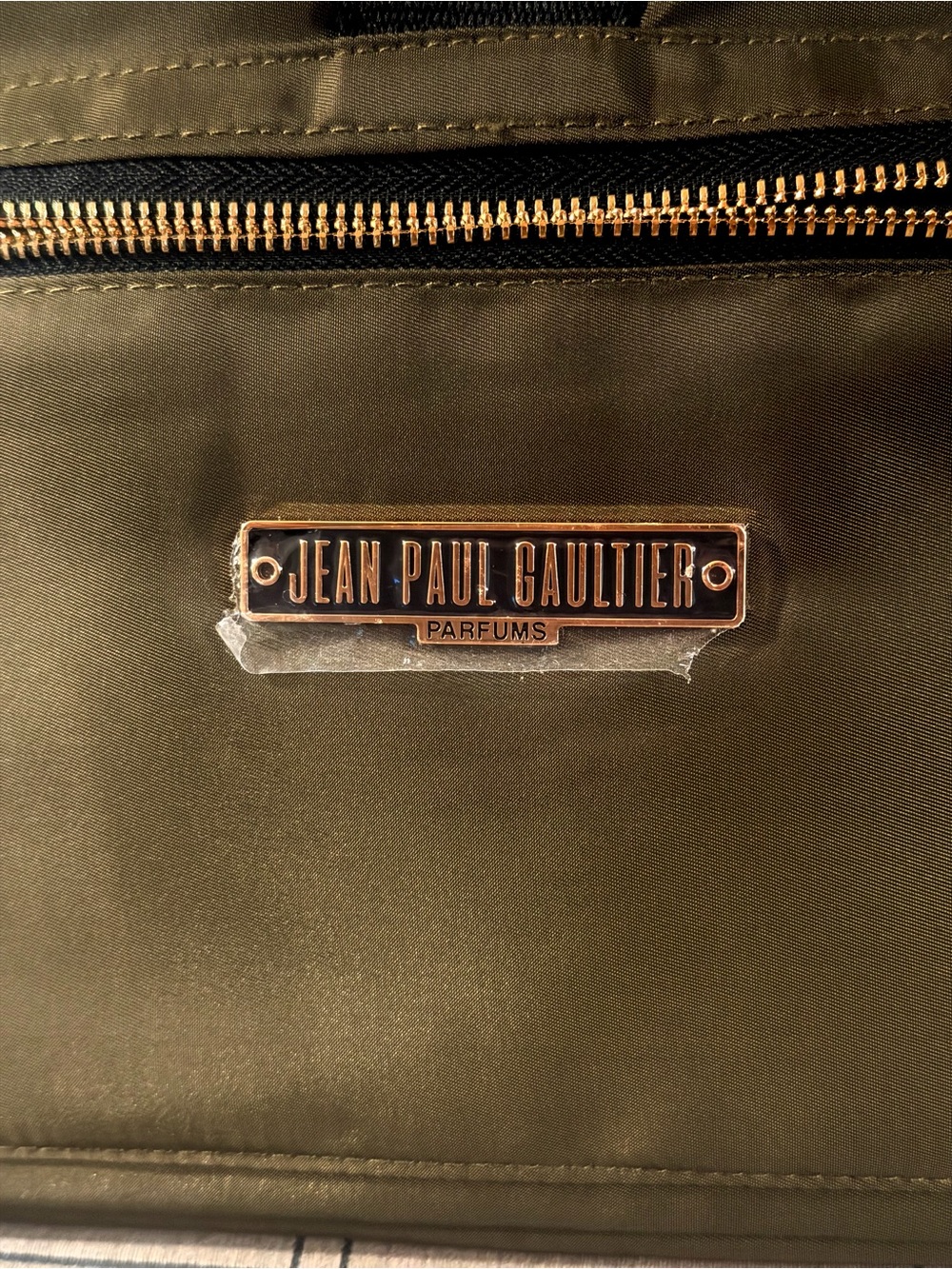 Jean Paul Gaultier Olive Green Toiletry Bag with Gold-Tone Plaque